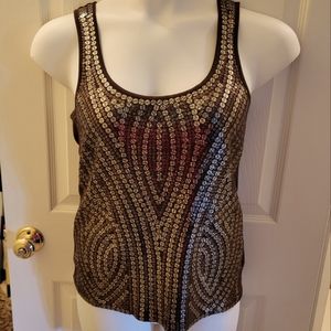 Michael Kors Brown Sequin Tank Top Size Large